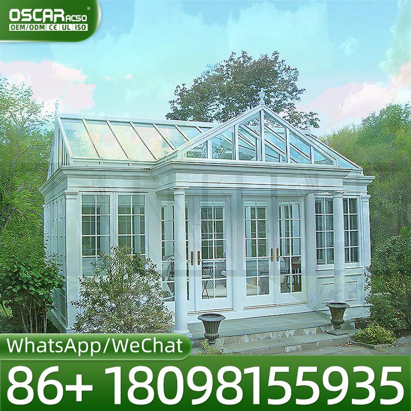 Polycarbonate Greenhouse Aluminum Frame - ชุดโครงสร้างเรือนกระจกอะลูมิเนียมกันน้ำแบบกำหนดเอง พร้อมแผ่นโพลีคาร์บอเนต สำหรับปลูกต้นไม้กลางแจ้งในสวนสไตล์วิคตอเรียน