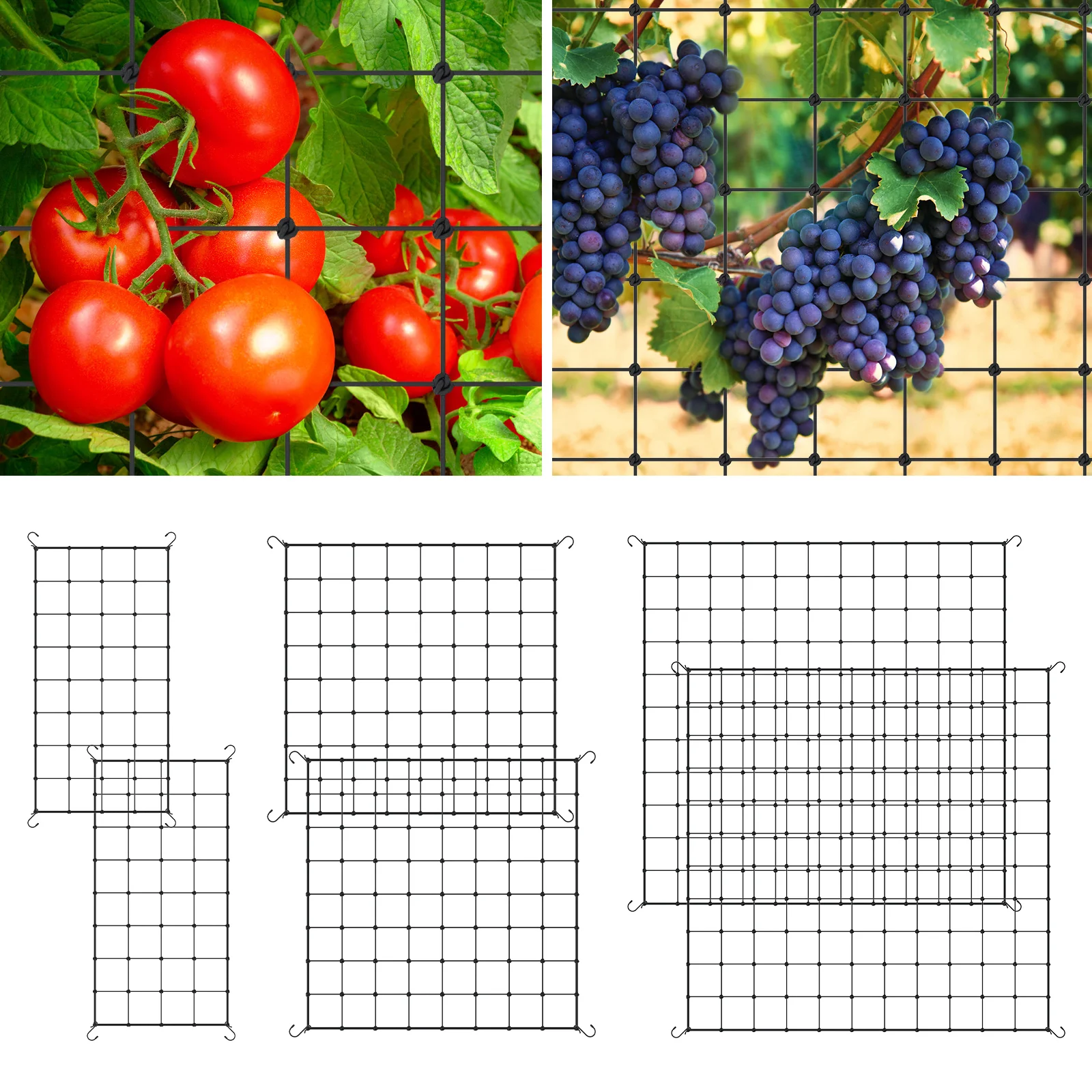 Plant Support Trellis Netting Climbing - ตาข่ายพยุงต้นไม้แบบยืดหยุ่น 2 ชิ้น พร้อมตะขอ สำหรับพยุงพืชในสวน ดอกไม้