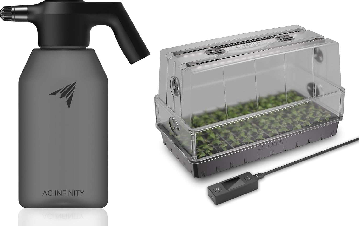 Seed Starter Tray Kit With Grow Light - ชุดอุปกรณ์ปลูกต้นกล้าพร้อมเครื่องพ่นอัตโนมัติและเมล็ดพันธุ์ 6x12: ขวดสเปรย์ไฟฟ้าแบบชาร์จ USB ขนาด 2