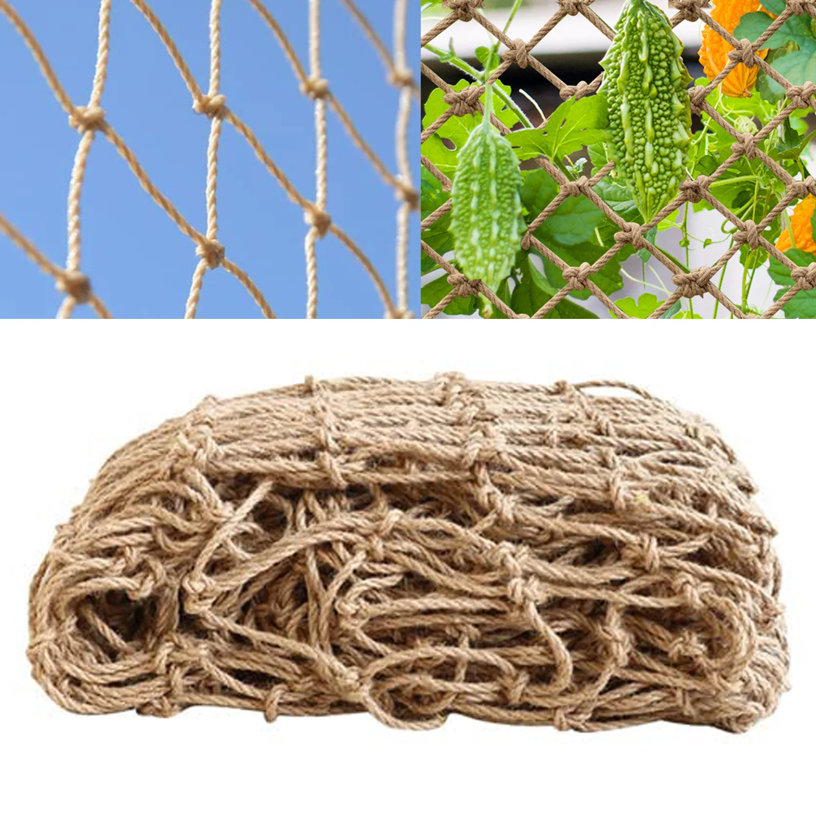 Plant Support Trellis Netting Climbing - พืชสนับสนุนตาข่ายเชือกปอกระเจาธรรมชาติพืชปีนเขาสวนตาข่าย Trelli สําหรับพืชปีนเขา Bean ผลไม้ Retro