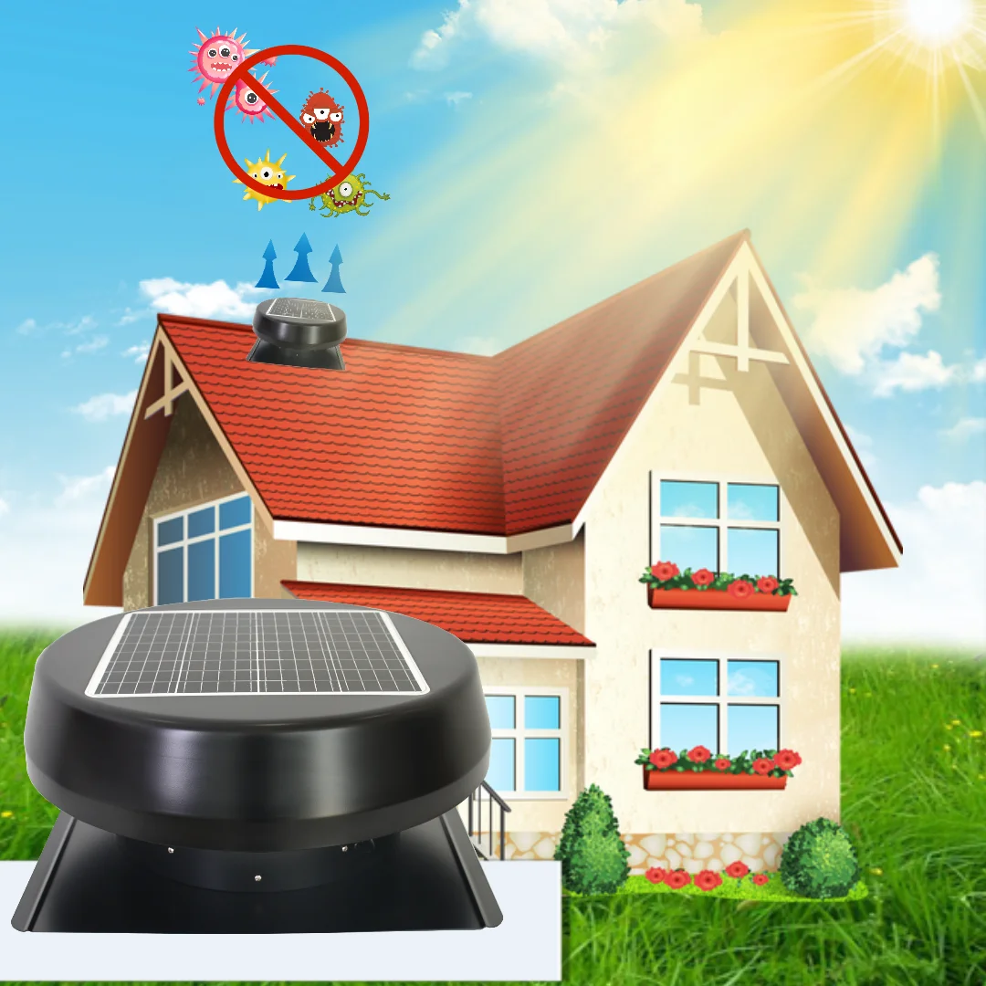 Greenhouse Circulation Fan Waterproof - พัดลมระบายอากาศบนหลังคาแบบใช้พลังงานแสงอาทิตย์ 25 วัตต์ คุณภาพดี สำหรับโรงเรือนเพาะปลูกเชิงพาณิชย์ พร้อมมอเตอร์กันน้ำแบบดีซี