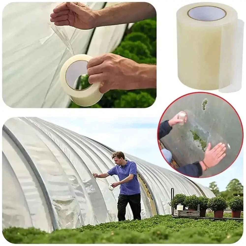 Greenhouse Repair Tape Uv Resistant - เทปซ่อมฟิล์มกันรังสียูวีแบบใหม่ ยึดติดแน่น โปร่งใส แผ่นปะซ่อมหลังคาเรือนกระจก สำหรับเชื่อมต่อผ้าคลุมเรือนกระจก