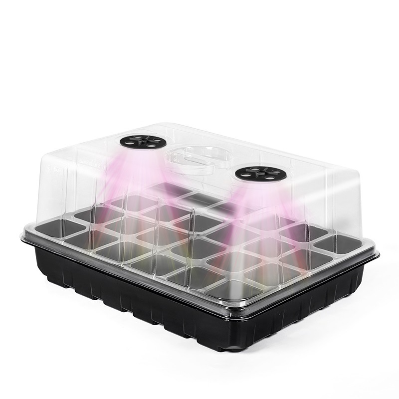 Seed Starter Tray Kit With Grow Light - ชุดเริ่มต้นเพาะเมล็ดพร้อมไฟปลูกต้นกล้า ถาดเพาะเมล็ด 24/48 หลุม กล่องเพาะพันธุ์ในร่ม