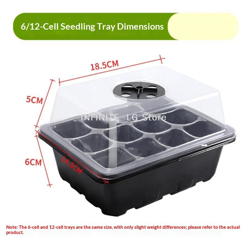 Seed Starter Tray Kit With Grow Light - ถาดเพาะเมล็ดสำหรับใช้ในบ้าน ขนาด 6/12 ช่อง พร้อมชุดอุปกรณ์เพาะเมล็ดและไฟปลูก โดมควบคุมความชื้นปรับได้