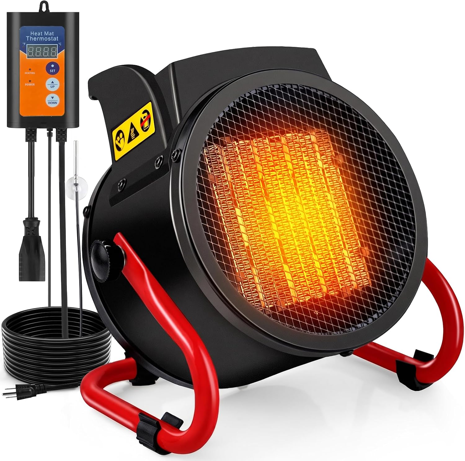 Greenhouse Heater Electric Digital Thermostat - เครื่องทำความร้อนสำหรับเรือนกระจกแบบไฟฟ้า ควบคุมด้วยเทอร์โมสตัท พร้อมหน้าจอแสดงอุณหภูมิแบบดิจิทัล ระบบควบคุมการเปิด-ปิดอัตโนมัติ ให้ความร้อนรวดเร็ว และมีระบบป้องกันความร้อนสูงเกินไป