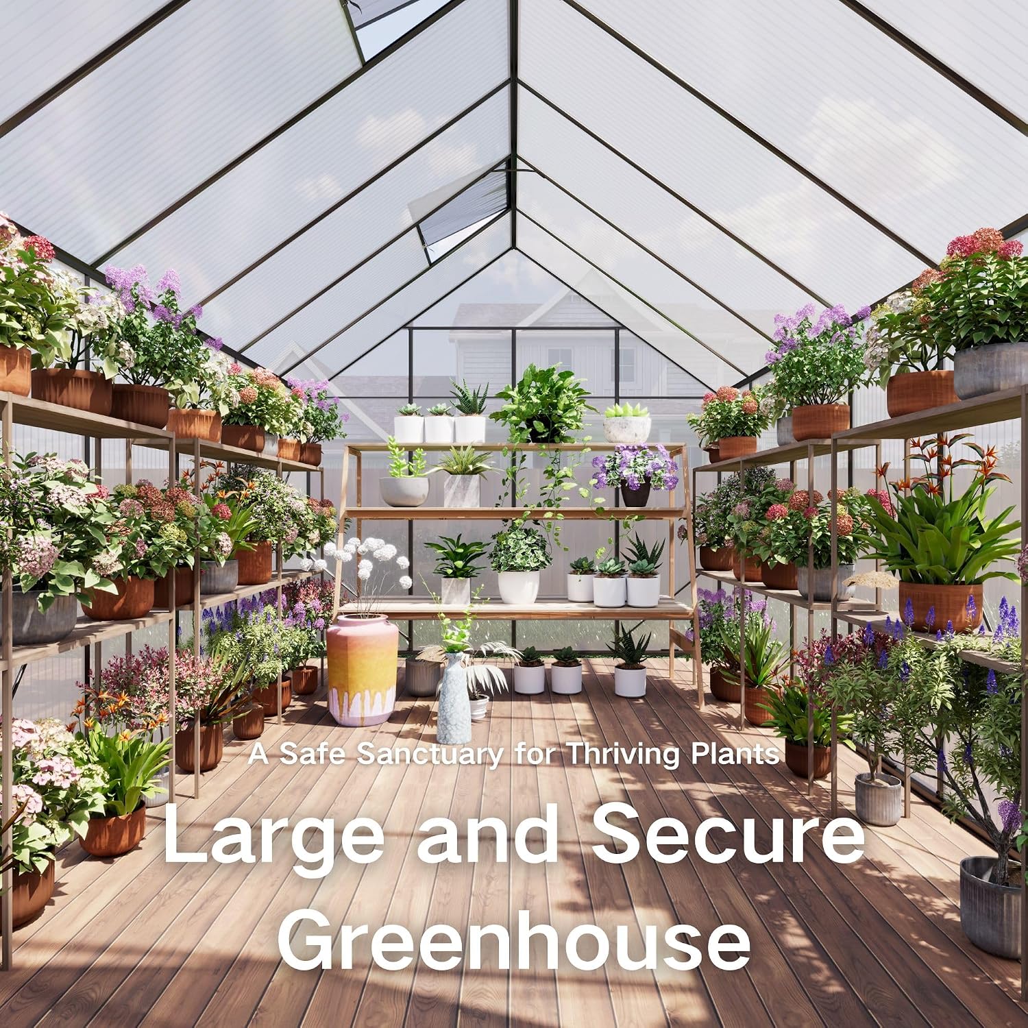 เรือนกระจกแบบเดินเข้าได้ โครงอ - Polycarbonate Greenhouse Aluminum Frame บทวิจารณ์และราคา