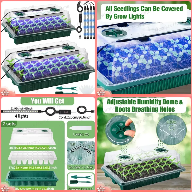 ถาดเพาะเมล็ด 2 แพ็ค พร้อมชุดเร - Seed Starter Tray Kit With Grow Light บทวิจารณ์และราคา