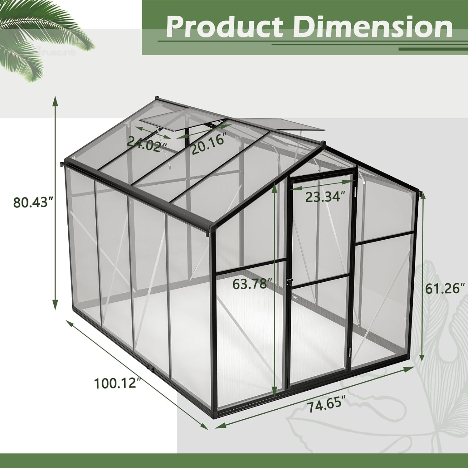 เรือนกระจกแบบเดินเข้าได้ โพลีค - Polycarbonate Greenhouse Aluminum Frame บทวิจารณ์และราคา