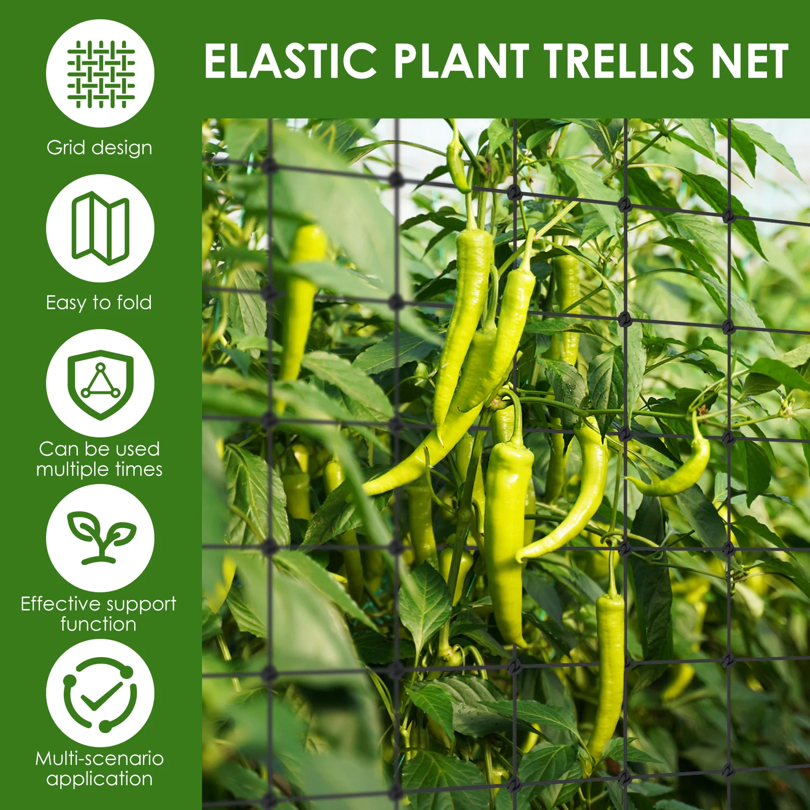 ตาข่ายพยุงต้นไม้แบบยืดหยุ่น 2  - Plant Support Trellis Netting Climbing บทวิจารณ์และราคา
