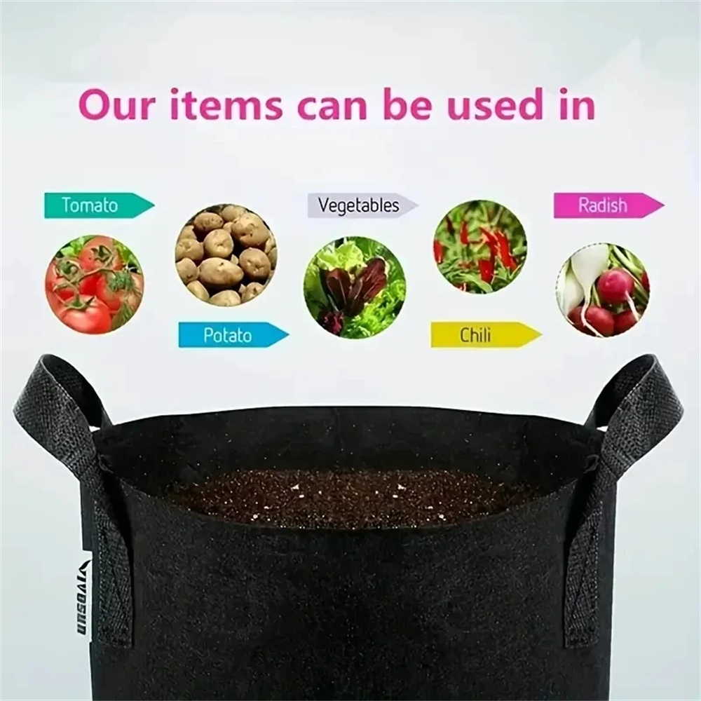 ถุงปลูกผัก/ดอกไม้/พืช ขนาด 1/2 - Plant Nursery Grow Bags Fabric 5 Gallon บทวิจารณ์และราคา