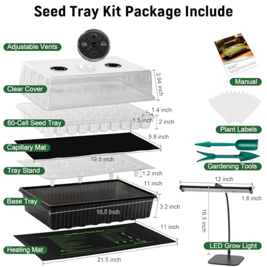 ชุดเริ่มต้นเพาะเมล็ดแบบรดน้ำเอ - Seed Starter Tray Kit With Grow Light บทวิจารณ์และราคา