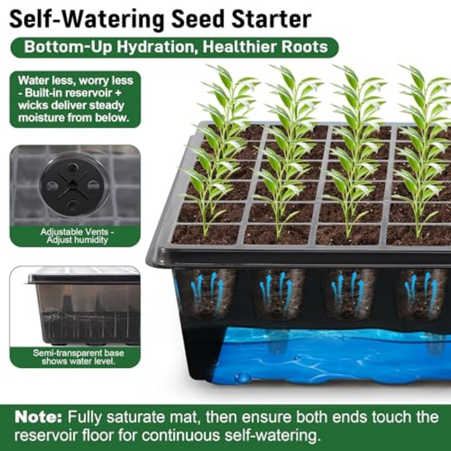 ชุดเริ่มต้นเพาะเมล็ดแบบรดน้ำเอ - Seed Starter Tray Kit With Grow Light บทวิจารณ์และราคา
