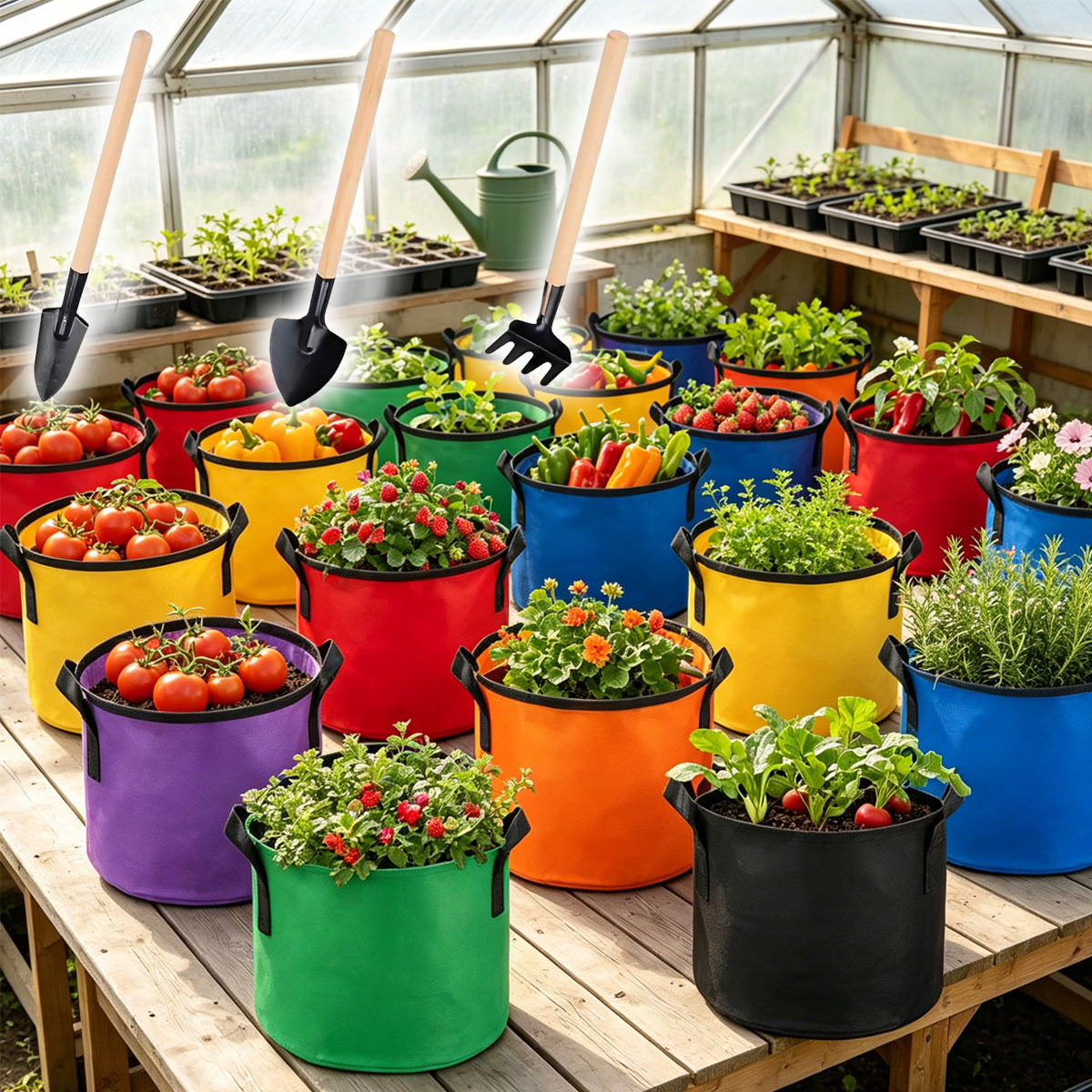 6 ชิ้น/ชุด ถุงปลูกผ้าสีสุ่มขนา - Plant Nursery Grow Bags Fabric 5 Gallon บทวิจารณ์และราคา