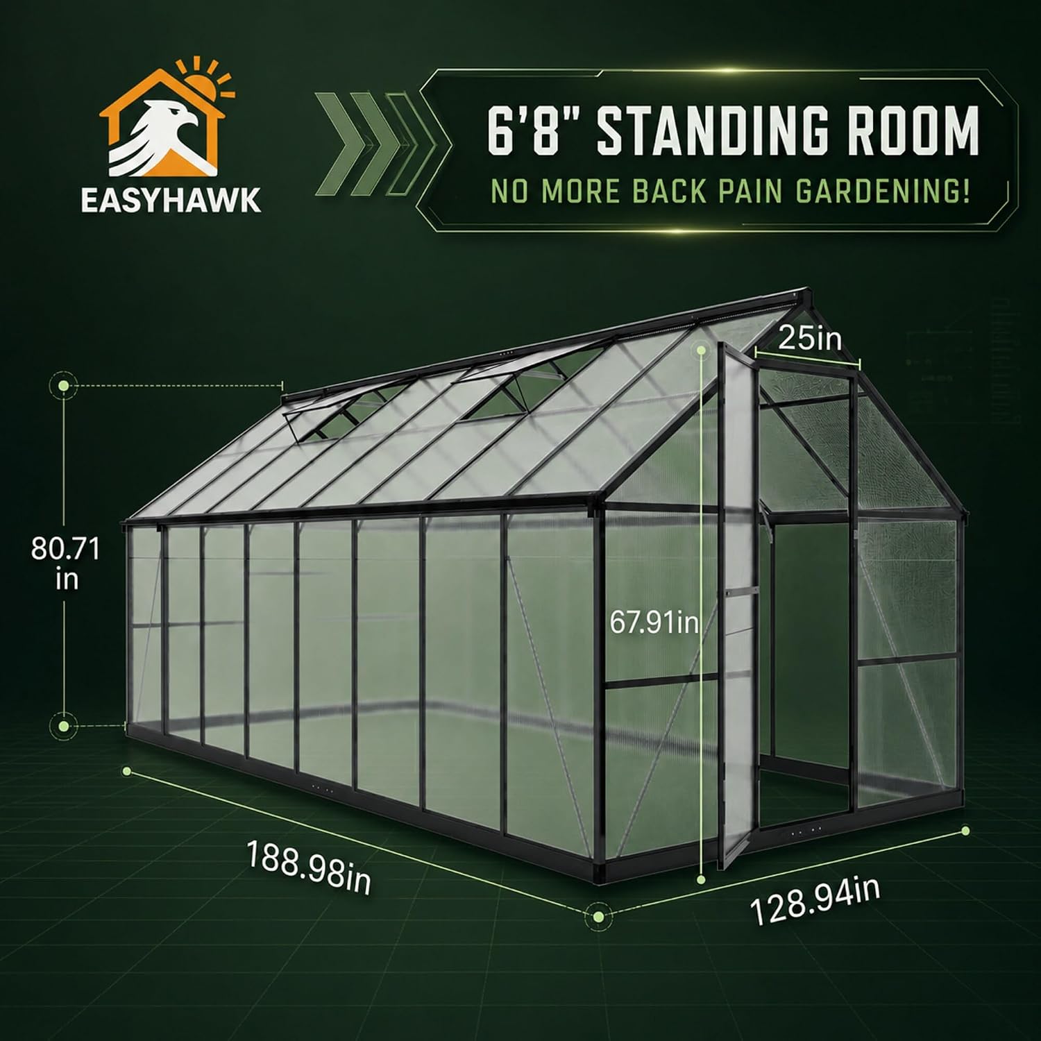เรือนกระจกโพลีคาร์บอเนตขนาด 8x - Polycarbonate Greenhouse Aluminum Frame บทวิจารณ์และราคา