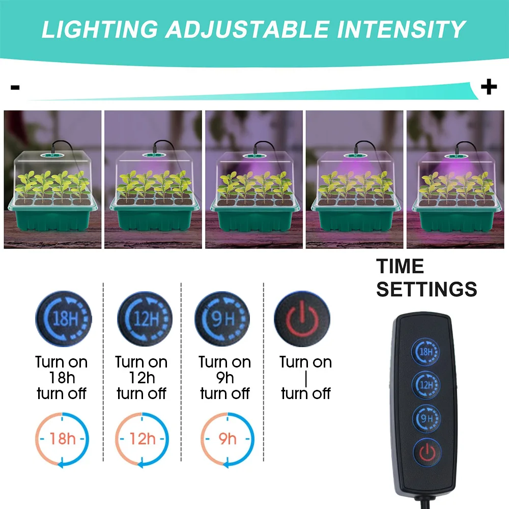 ถาดเพาะเมล็ดดอกไม้ 12 ช่อง กระ - Seed Starter Tray Kit With Grow Light บทวิจารณ์และราคา