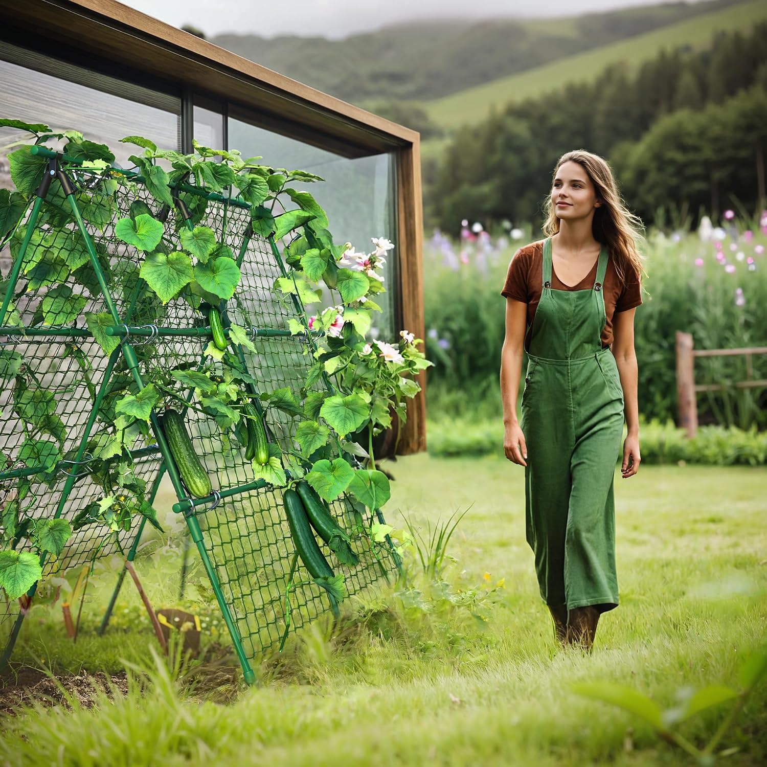 โครงค้ำยันสำหรับปลูกแตงกวา ขนา - Plant Support Trellis Netting Climbing บทวิจารณ์และราคา