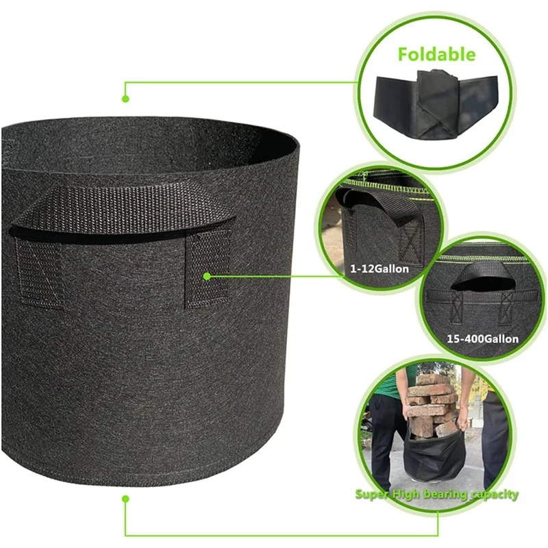 ชุดถุงปลูกผ้าระบายอากาศ 5 ชิ้น - Plant Nursery Grow Bags Fabric 5 Gallon บทวิจารณ์และราคา