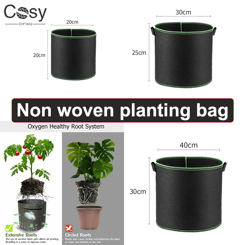 ถุงปลูกผัก/ดอกไม้/พืช ขนาด 2/5 - Plant Nursery Grow Bags Fabric 5 Gallon บทวิจารณ์และราคา