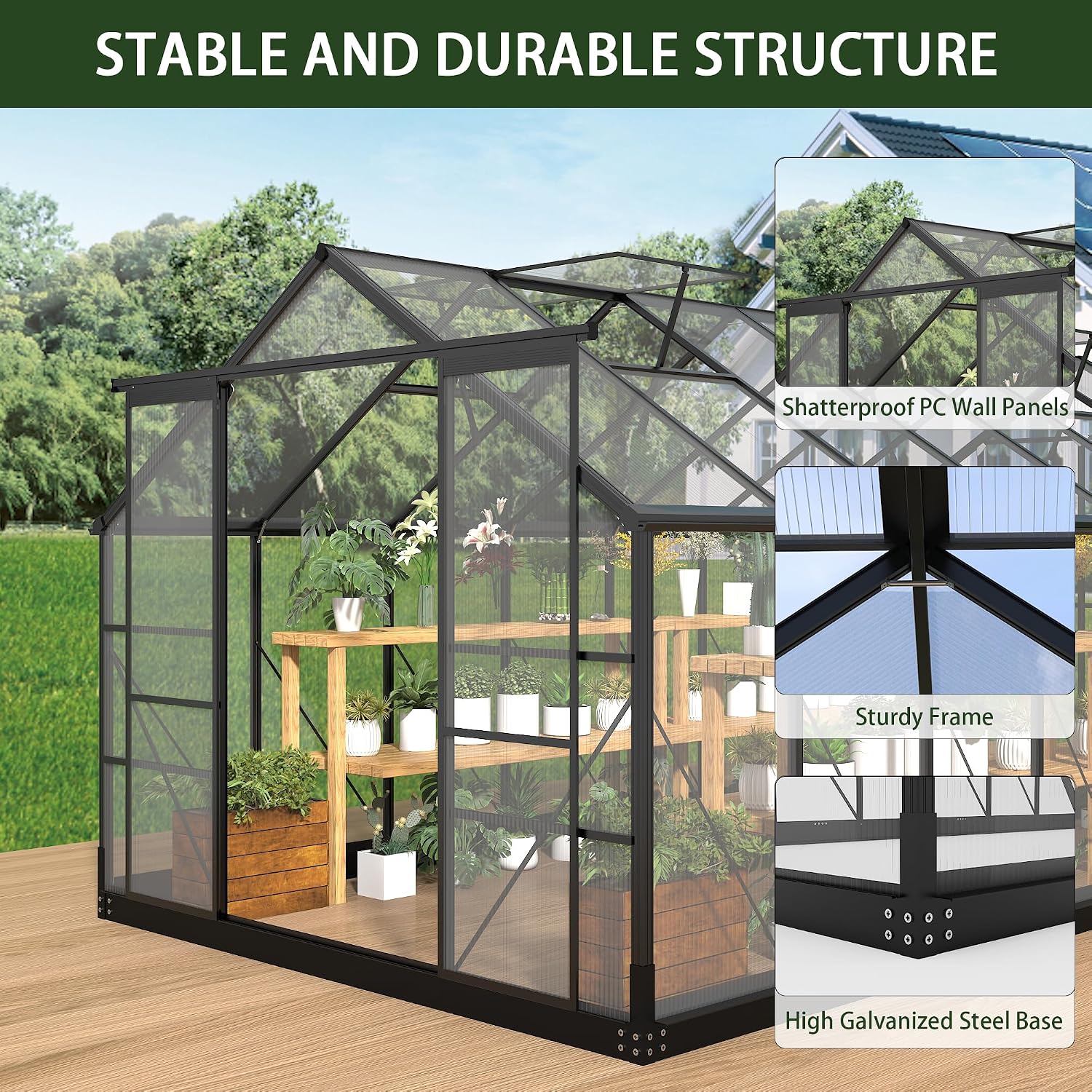 โรงเรือนเพาะปลูกโพลีคาร์บอเนต  - Polycarbonate Greenhouse Aluminum Frame บทวิจารณ์และราคา