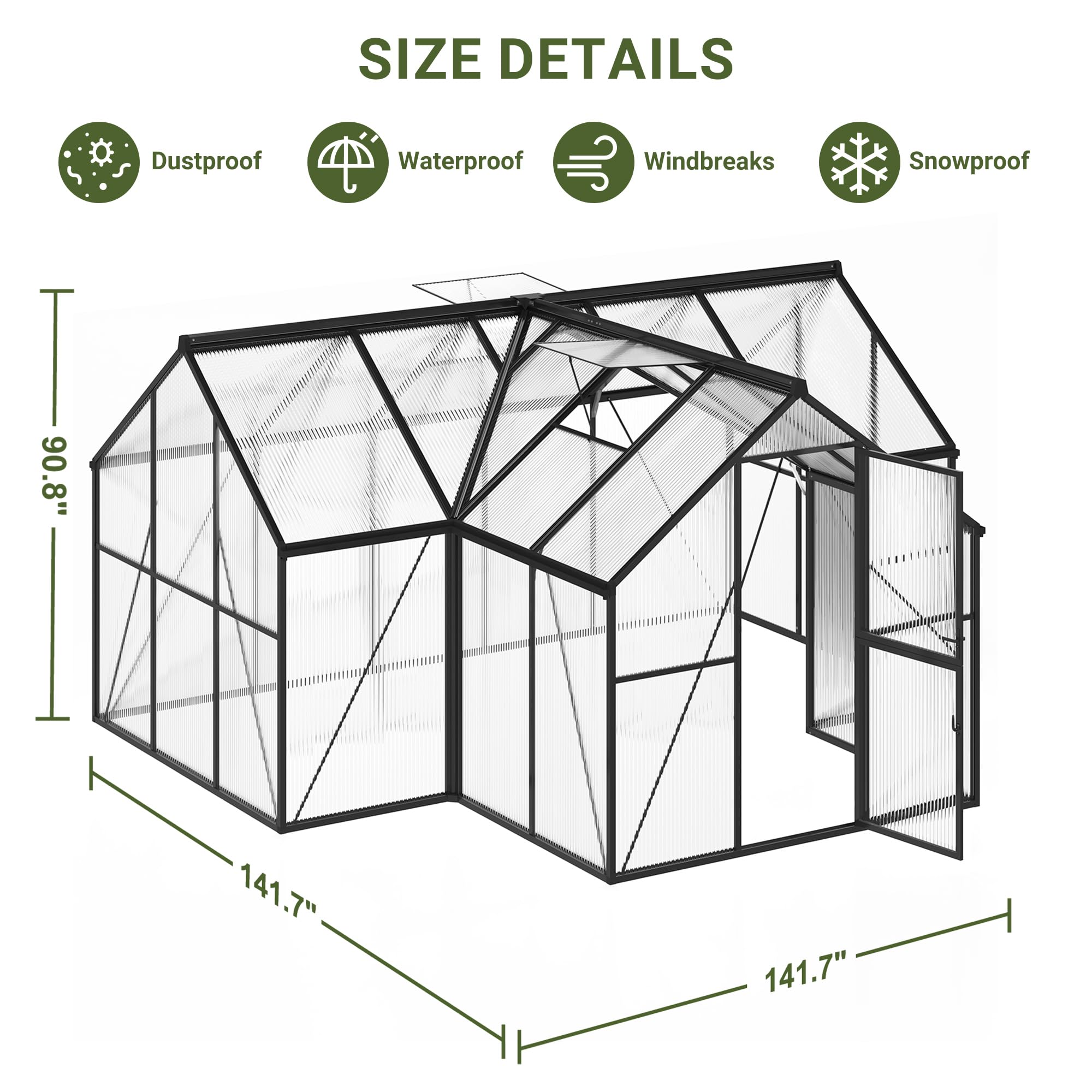 โรงเรือนเพาะชำทรงตัว T ขนาด 12 - Polycarbonate Greenhouse Aluminum Frame บทวิจารณ์และราคา