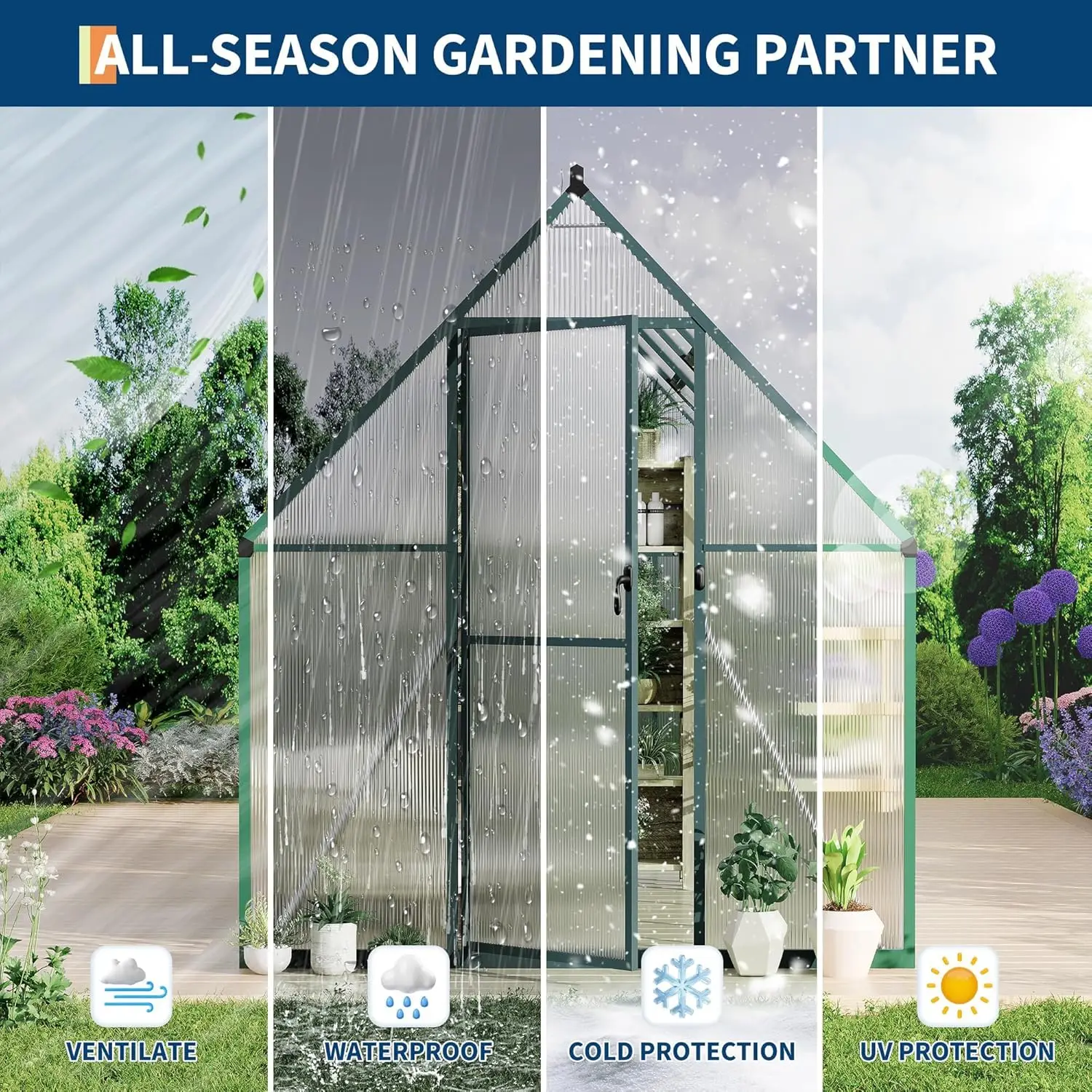 เรือนกระจกโพลีคาร์บอเนต ขนาด 6 - Polycarbonate Greenhouse Aluminum Frame บทวิจารณ์และราคา