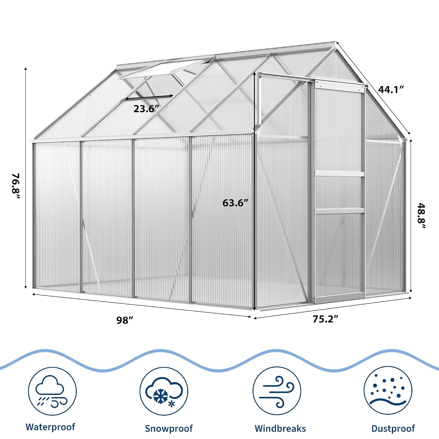 ชุดเรือนกระจกโพลีคาร์บอเนตขนาด - Polycarbonate Greenhouse Aluminum Frame บทวิจารณ์และราคา