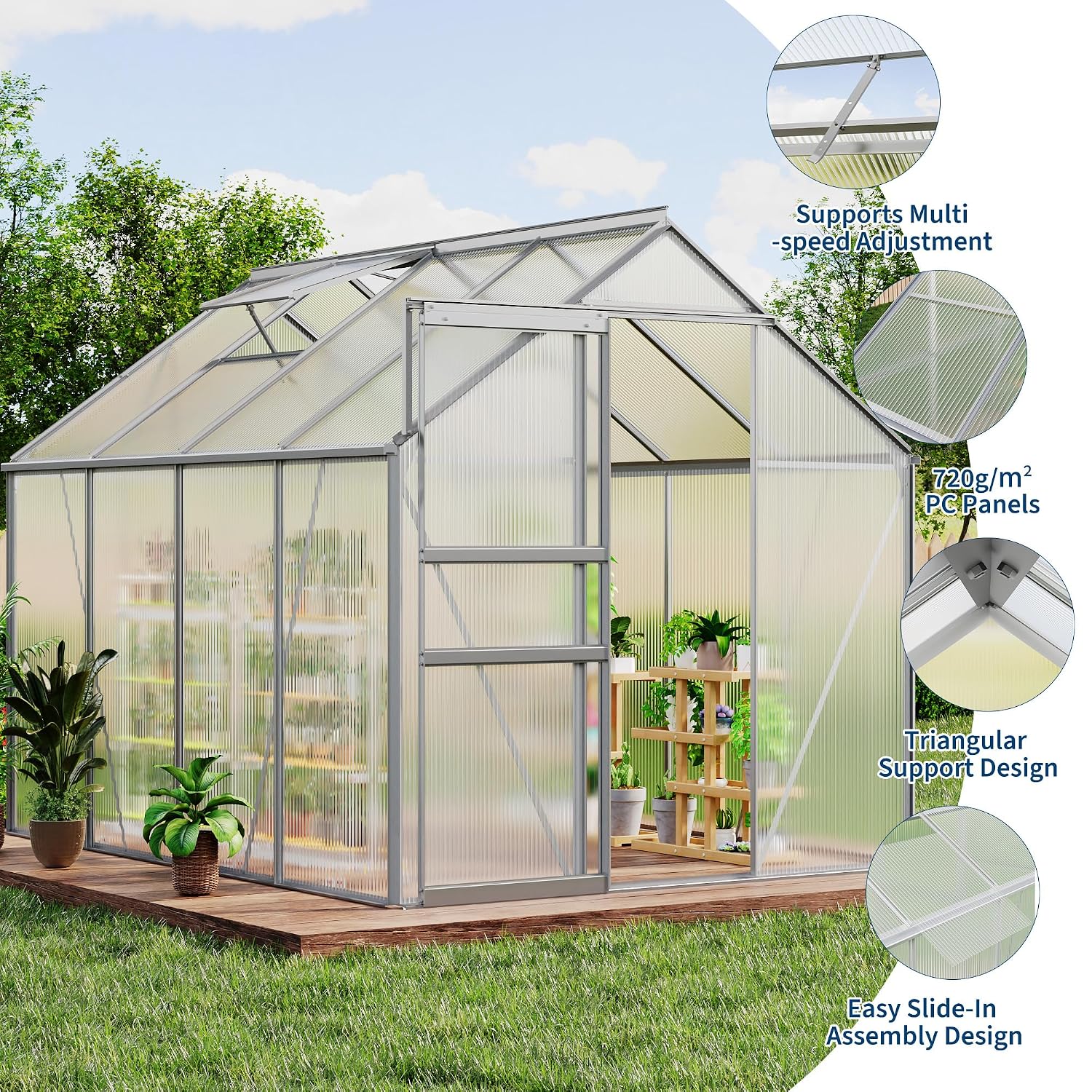 ชุดเรือนกระจกโพลีคาร์บอเนตขนาด - Polycarbonate Greenhouse Aluminum Frame บทวิจารณ์และราคา
