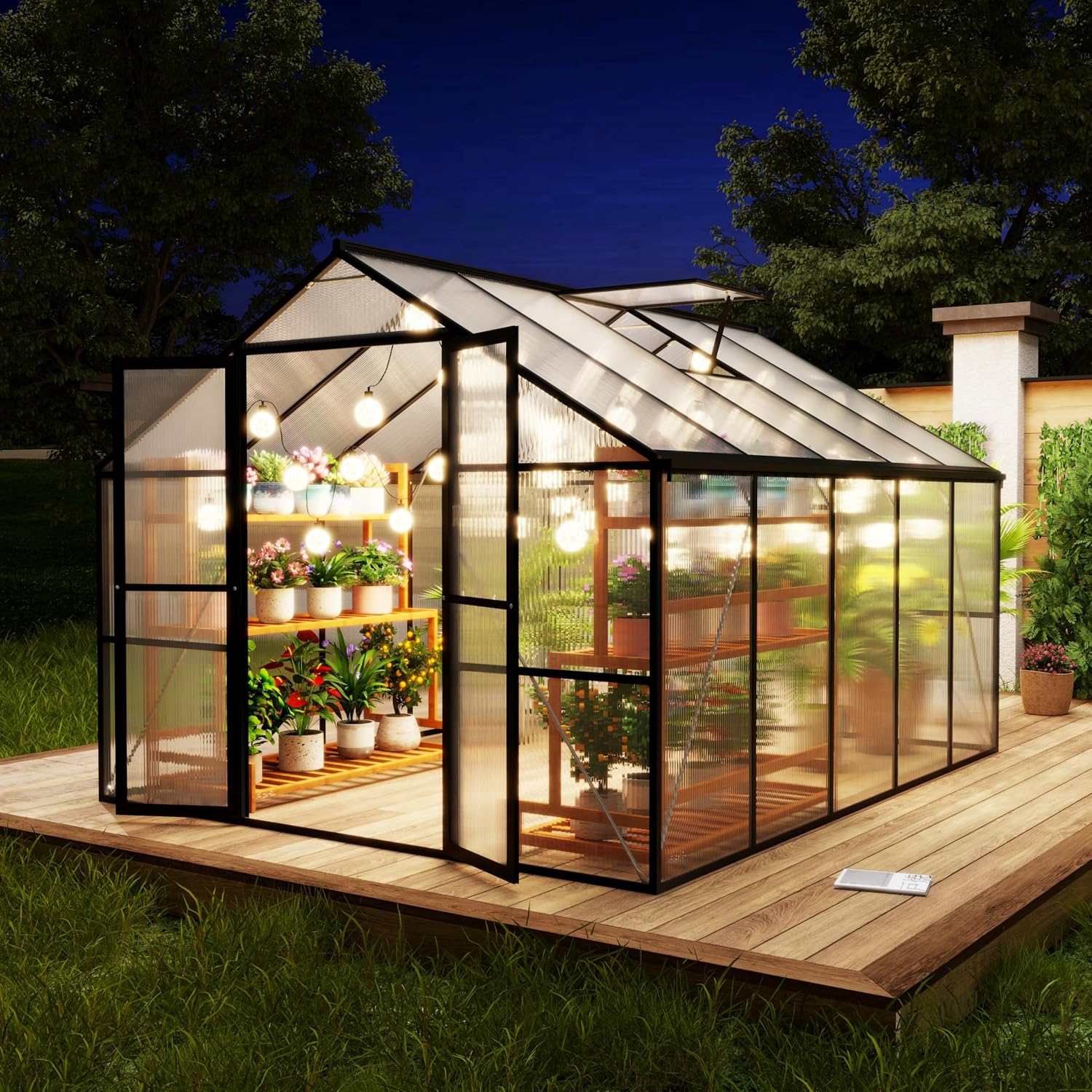 โรงเรือนกลางแจ้งขนาด 8 x 10 ฟุ - Polycarbonate Greenhouse Aluminum Frame บทวิจารณ์และราคา
