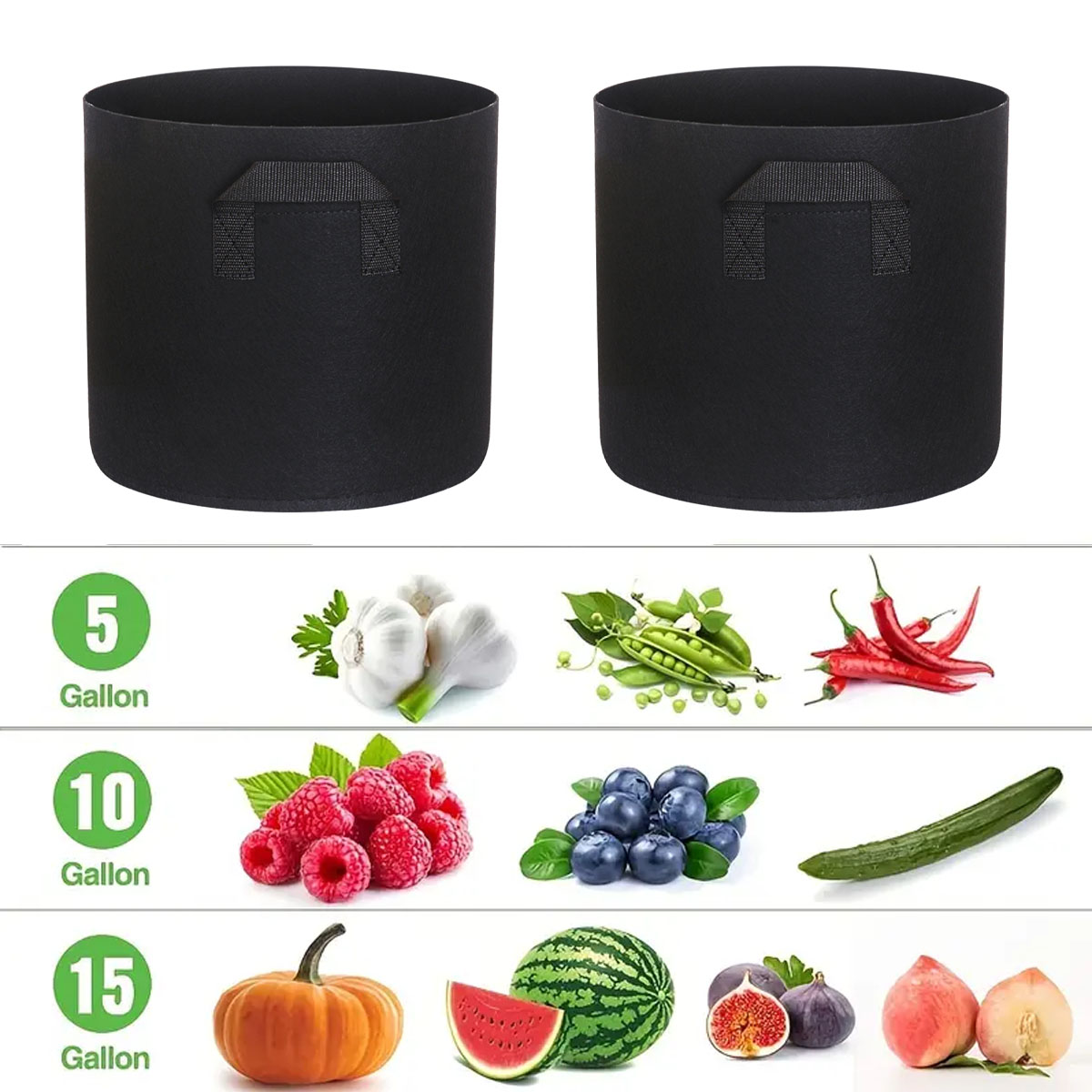 5PCS Felt Grow ถุง 5/10/15 แกล - Plant Nursery Grow Bags Fabric 5 Gallon บทวิจารณ์และราคา