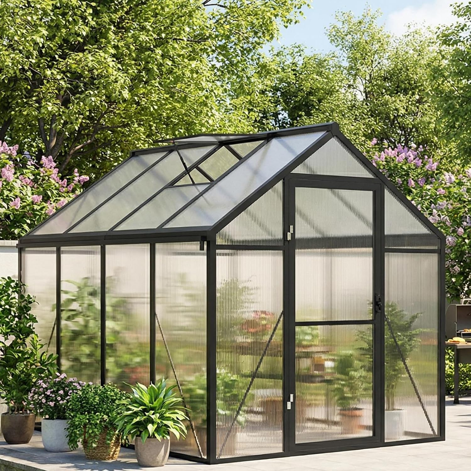 เรือนกระจกในสวนทำจากโพลีคาร์บอ - Polycarbonate Greenhouse Aluminum Frame บทวิจารณ์และราคา