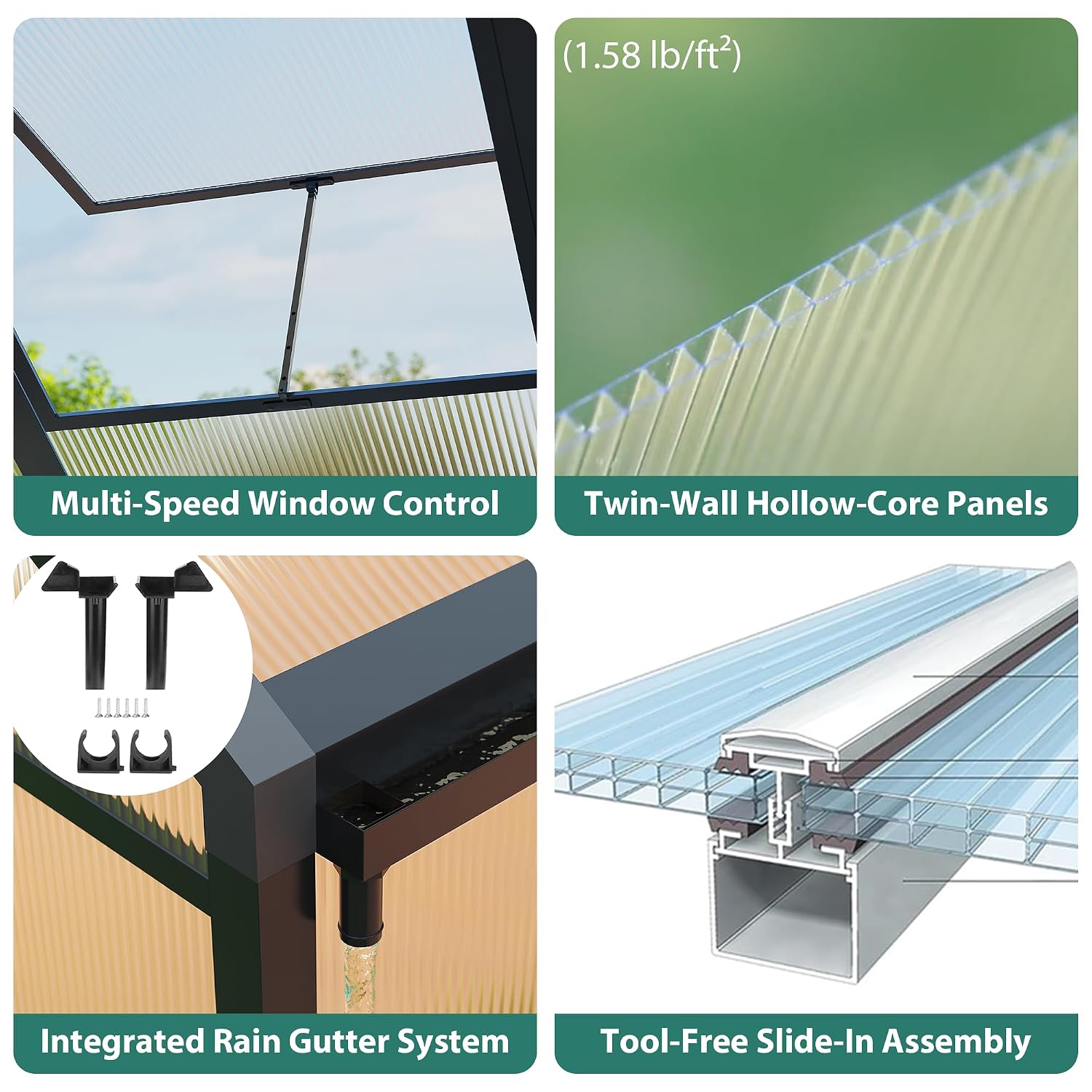 เรือนกระจกในสวนทำจากโพลีคาร์บอ - Polycarbonate Greenhouse Aluminum Frame บทวิจารณ์และราคา