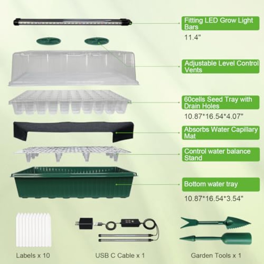 ถาดเพาะเมล็ดพร้อมไฟปลูก ชุดเพา - Seed Starter Tray Kit With Grow Light บทวิจารณ์และราคา
