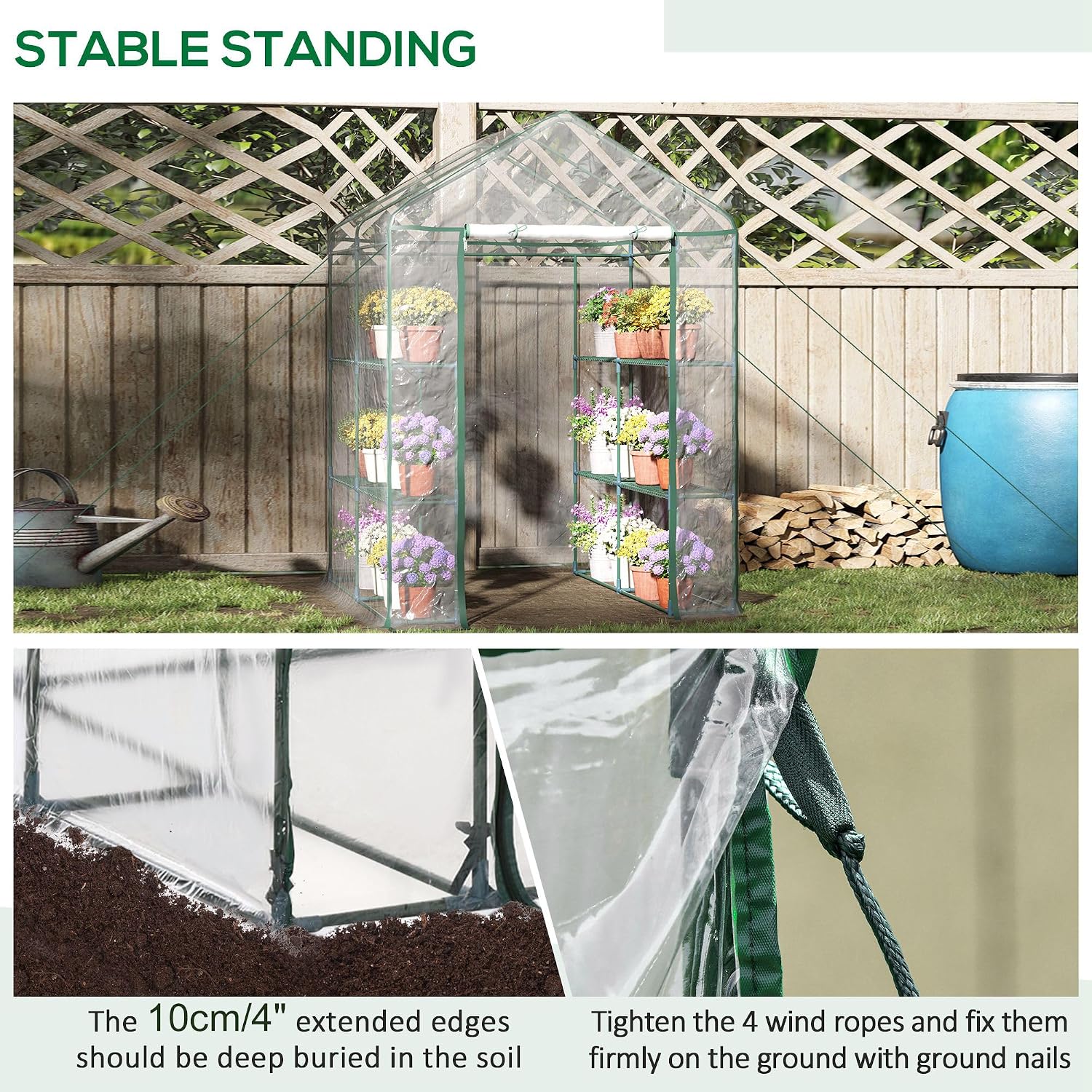 ชุดเรือนกระจกขนาดเล็กแบบใส พร้ - Mini Walk In Greenhouse 3 Tier Shelves บทวิจารณ์และราคา