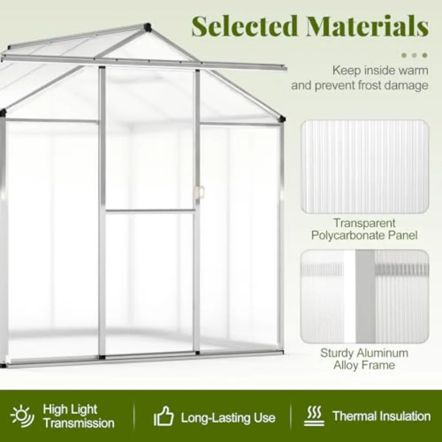 เรือนกระจกสำหรับใช้ในสวนกลางแจ - Polycarbonate Greenhouse Aluminum Frame บทวิจารณ์และราคา
