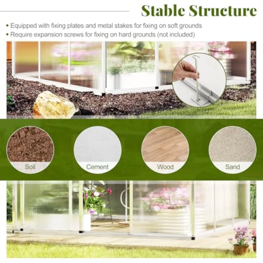 เรือนกระจกสำหรับใช้ในสวนกลางแจ - Polycarbonate Greenhouse Aluminum Frame บทวิจารณ์และราคา