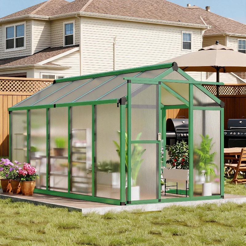 โรงเรือนโพลีคาร์บอเนตแบบเดินเข - Polycarbonate Greenhouse Aluminum Frame บทวิจารณ์และราคา