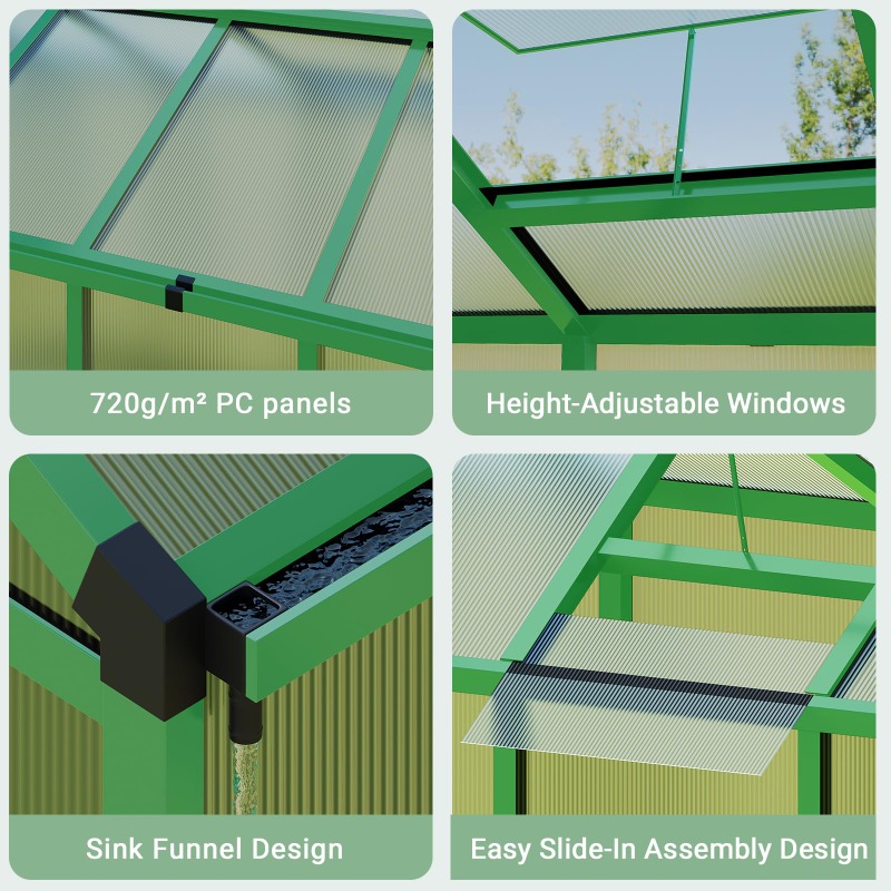 โรงเรือนโพลีคาร์บอเนตแบบเดินเข - Polycarbonate Greenhouse Aluminum Frame บทวิจารณ์และราคา