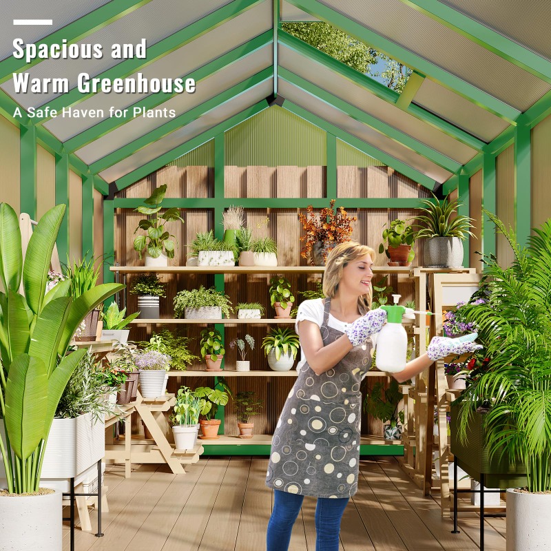 โรงเรือนโพลีคาร์บอเนตแบบเดินเข - Polycarbonate Greenhouse Aluminum Frame บทวิจารณ์และราคา