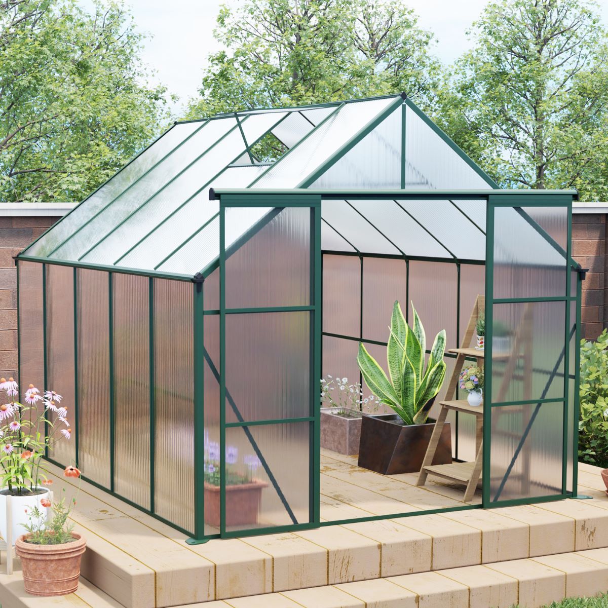 เรือนกระจกกลางแจ้งทำจากโพลีคาร - Polycarbonate Greenhouse Aluminum Frame บทวิจารณ์และราคา