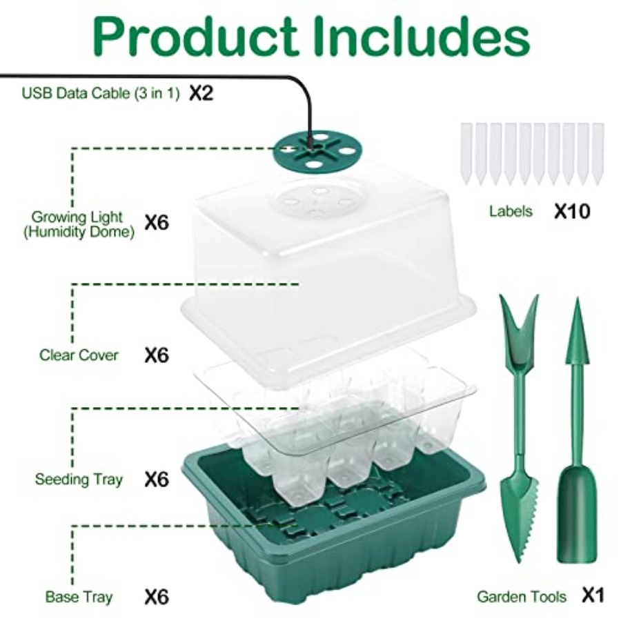 ถาดเพาะเมล็ดพร้อมไฟ, ชุดอุปกรณ - Seed Starter Tray Kit With Grow Light บทวิจารณ์และราคา